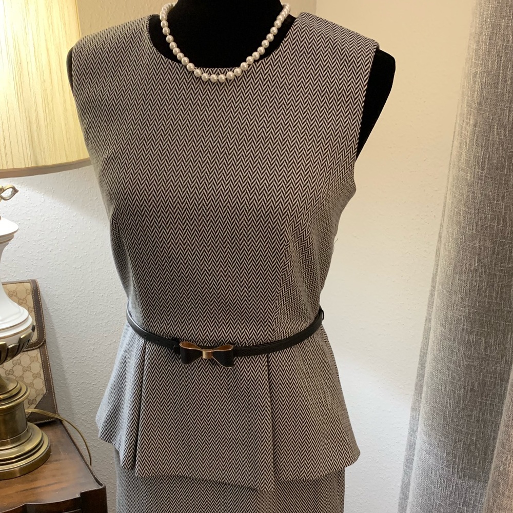 Black and white Calvin Klein peplum dress